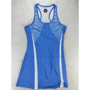 Bolle Womens Blue Racerback Tennis Dress Built-in Bra M Medium Graphic Print